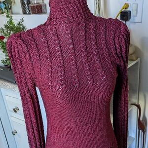 Elegant Artesian Made One Of A Kind Rich Burgundy Sweater Elegant Details